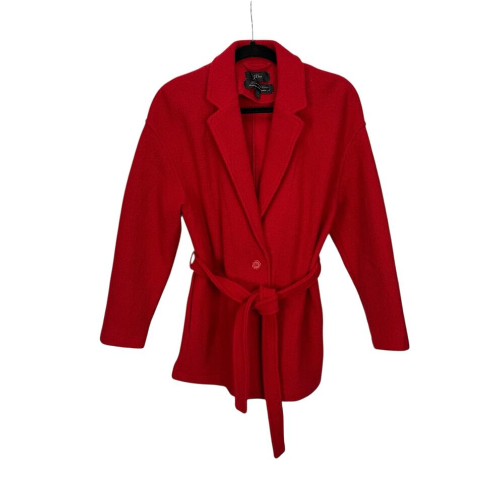 J. Crew Red Belted Wool Blazer Coat